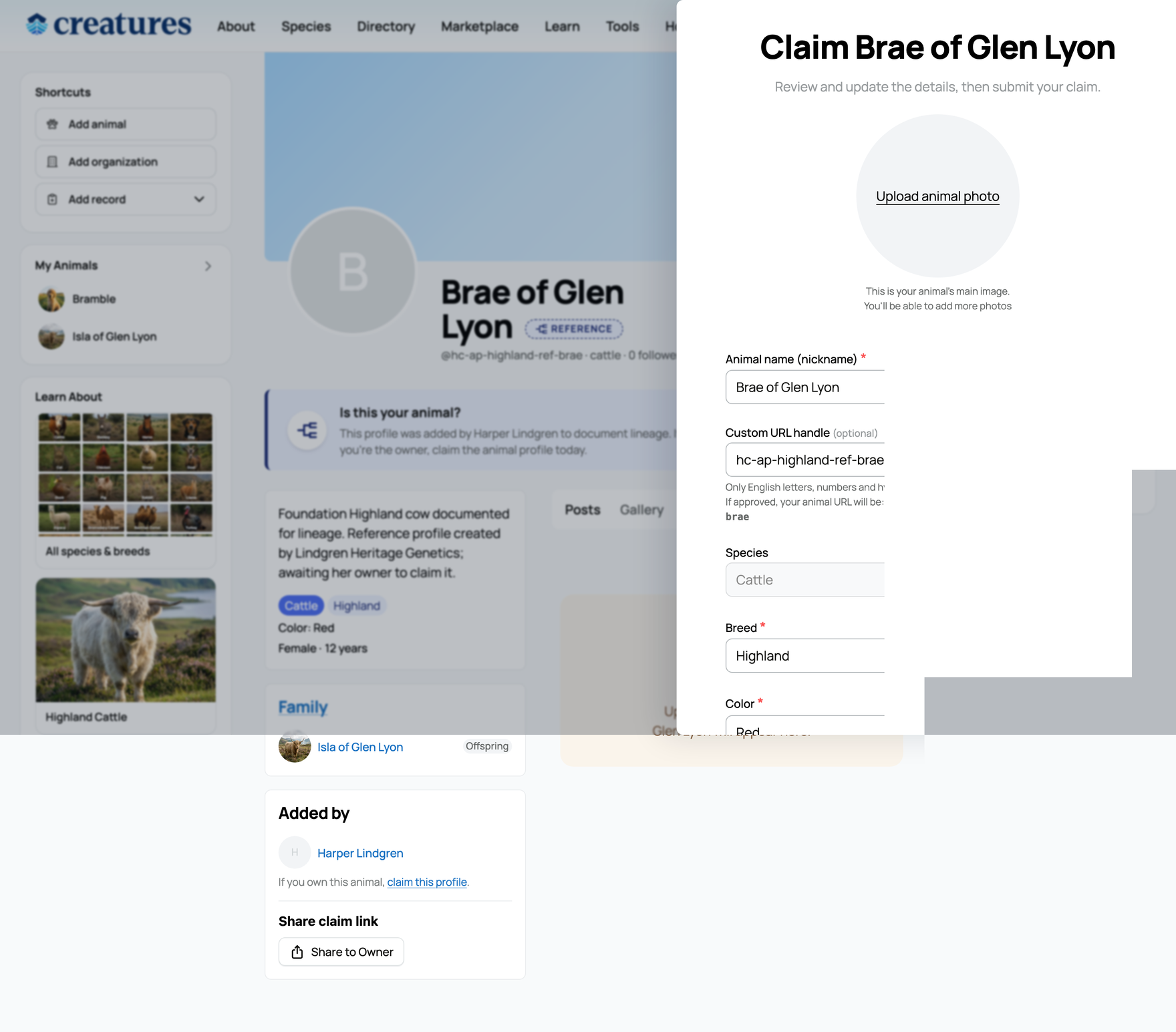 The claim form a recipient sees