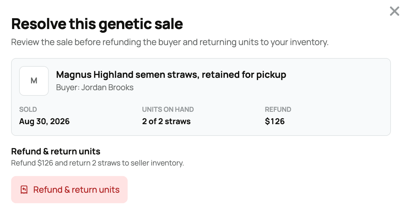 Refund review with eligible units and money to be returned
