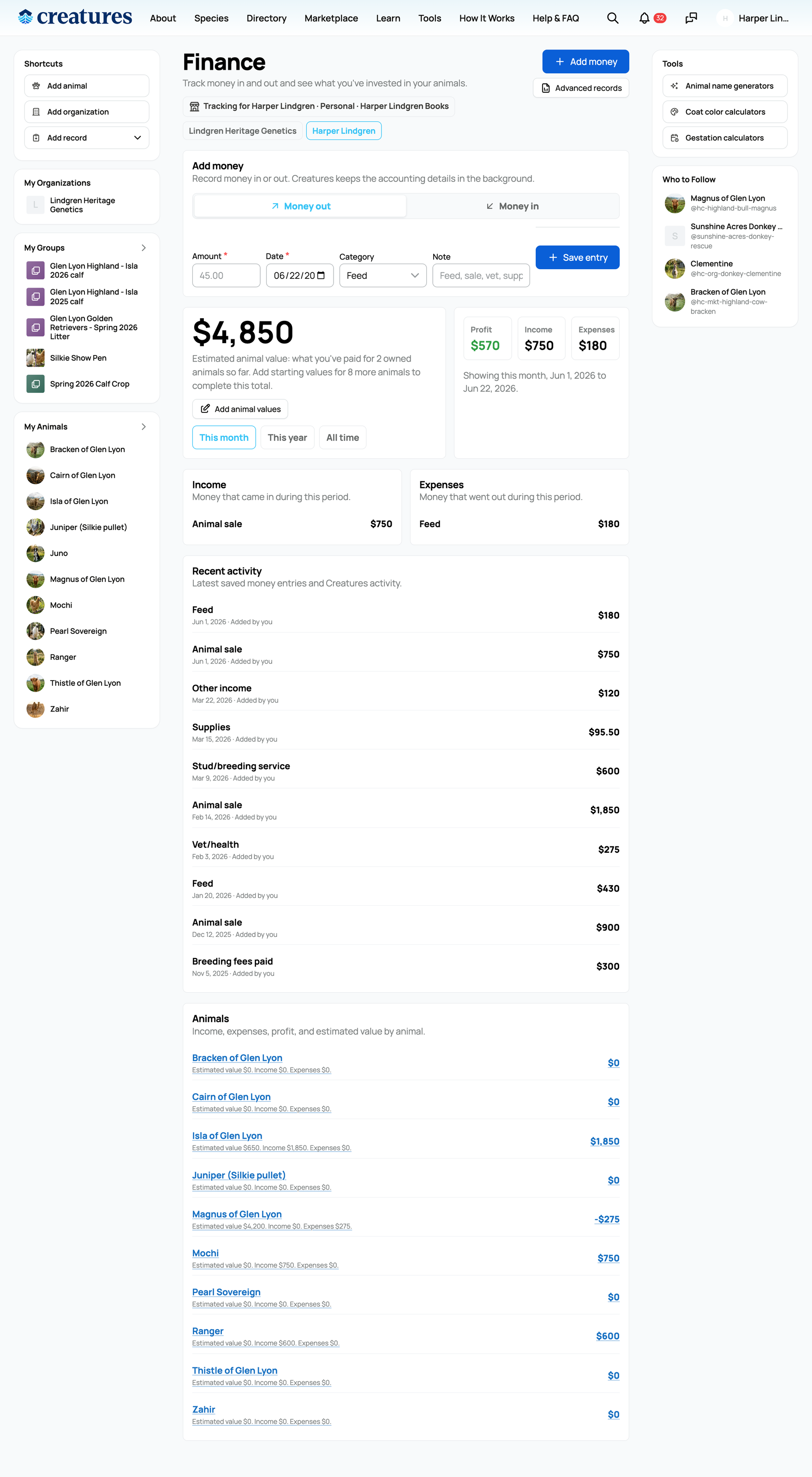 Your finance dashboard