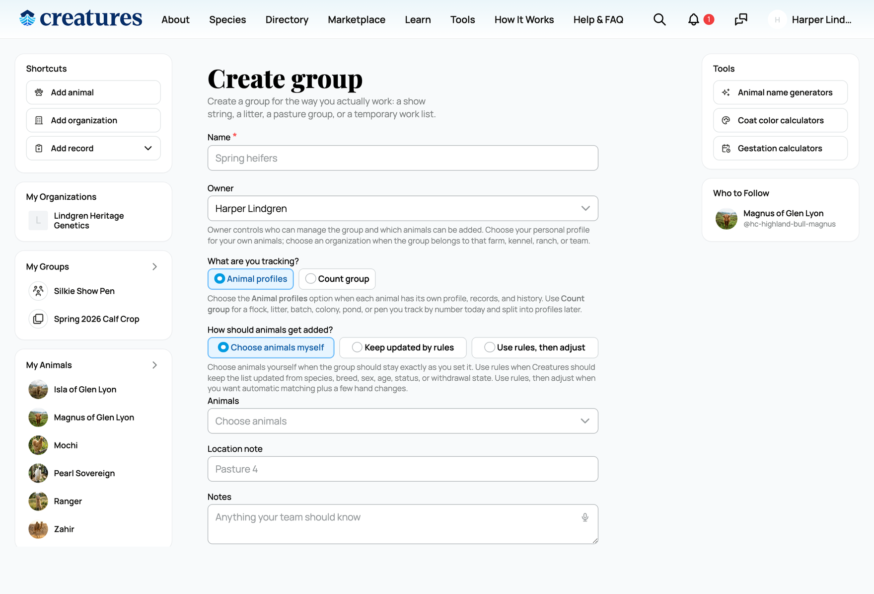 Creating a group