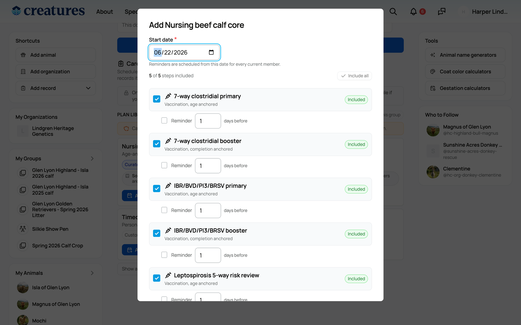 Applying a care plan to a group