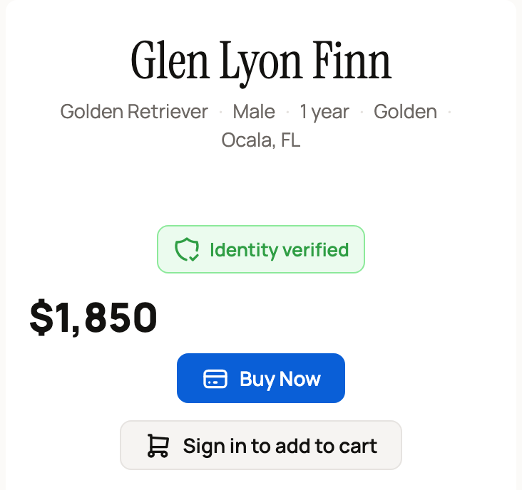 Signed-out listing with Buy Now and Sign in to add to cart
