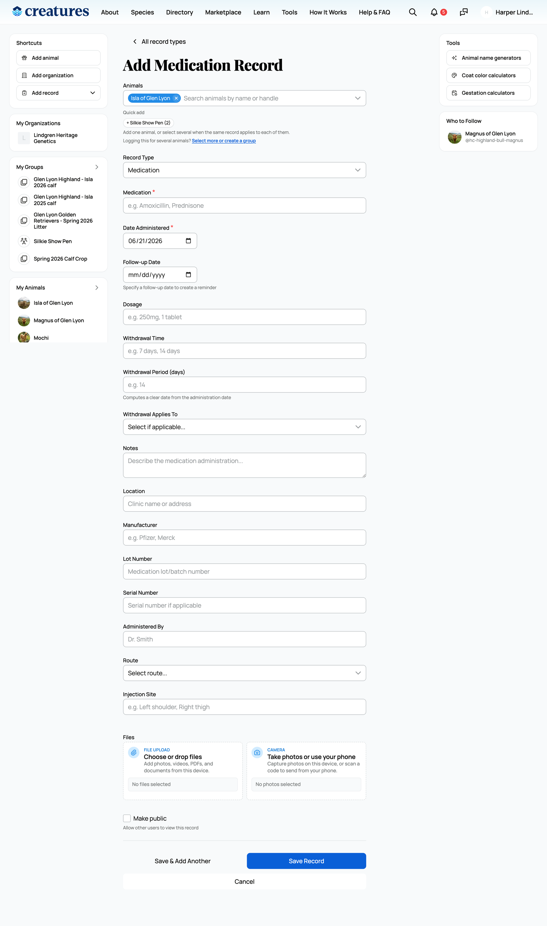 The medication record form