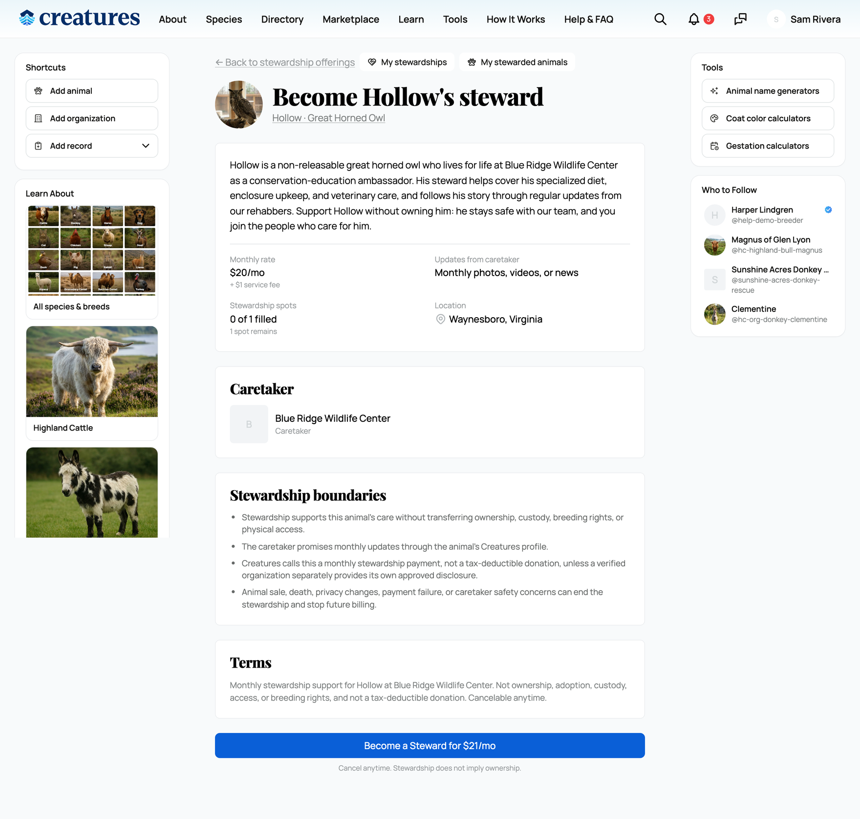 A stewardship offering page