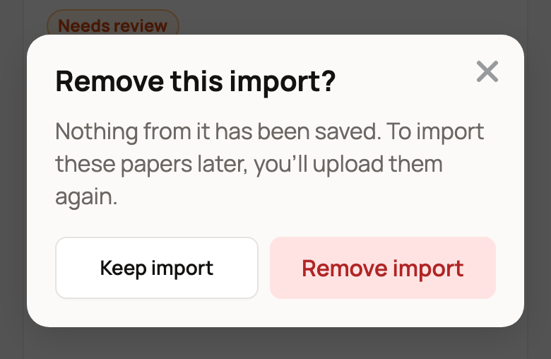 Remove this import? with Keep import and Remove import
