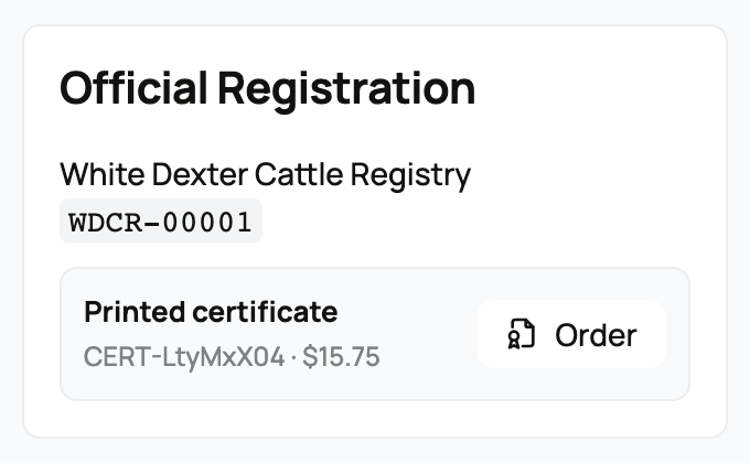 The Order button in the Official Registration section