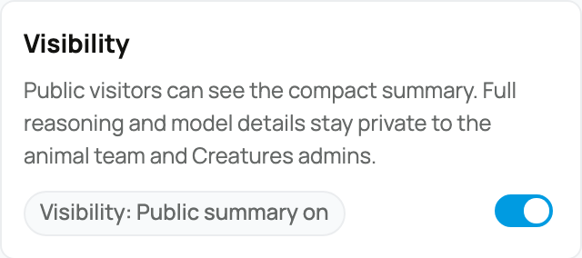 Visibility switch with Public summary on