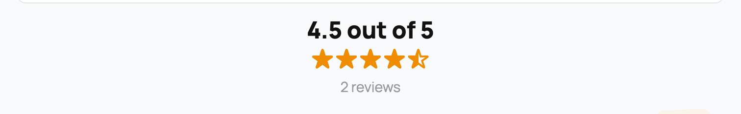 Reviews summary with the average rating and number of visible reviews