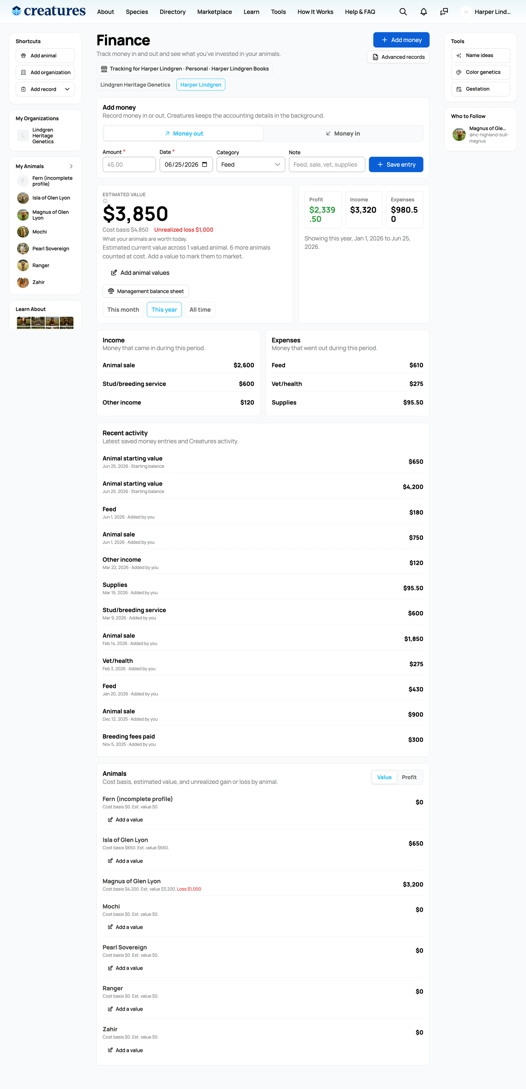 Your finance dashboard