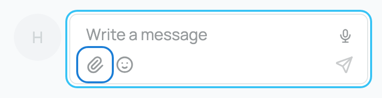The focused mobile message composer with attachment, emoji, and Send message controls
