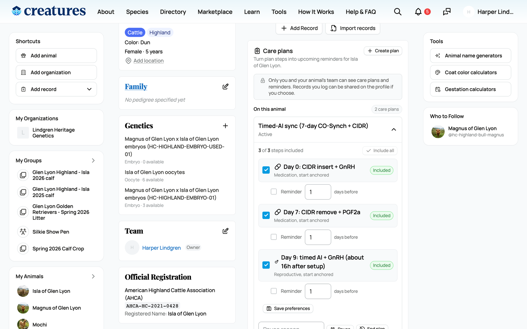 Care plans on the Records tab