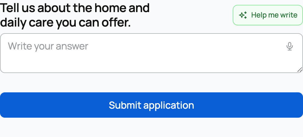 Application care-answer field and Submit application action