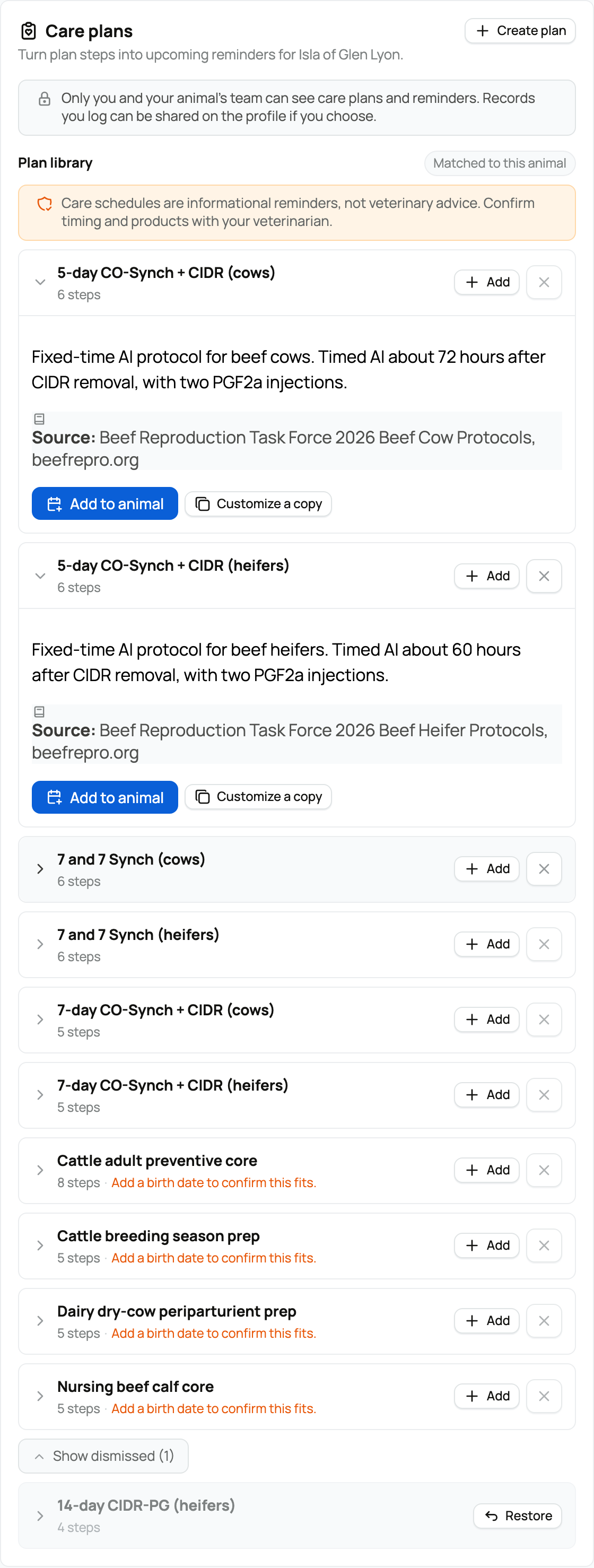 Care plans on the Records tab