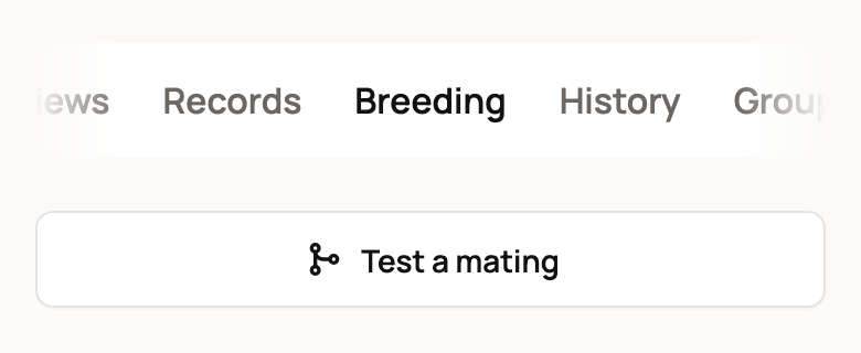 Test a mating button under the Breeding tab on a phone