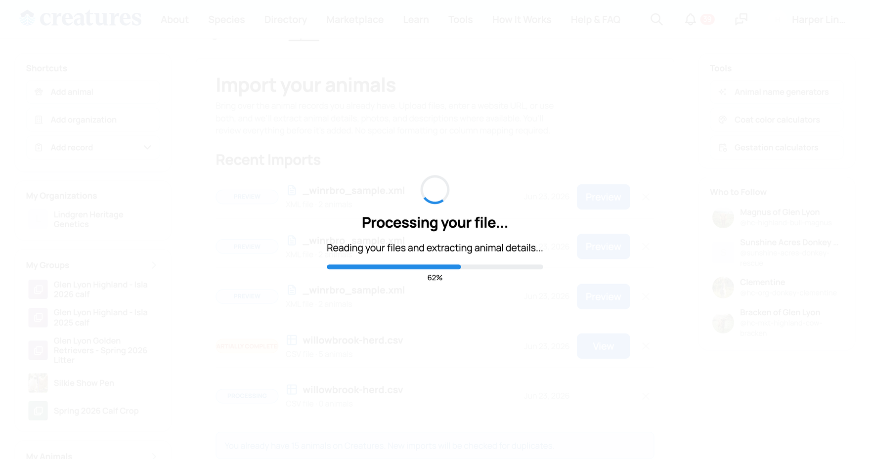 Creatures reading your files: the processing progress bar