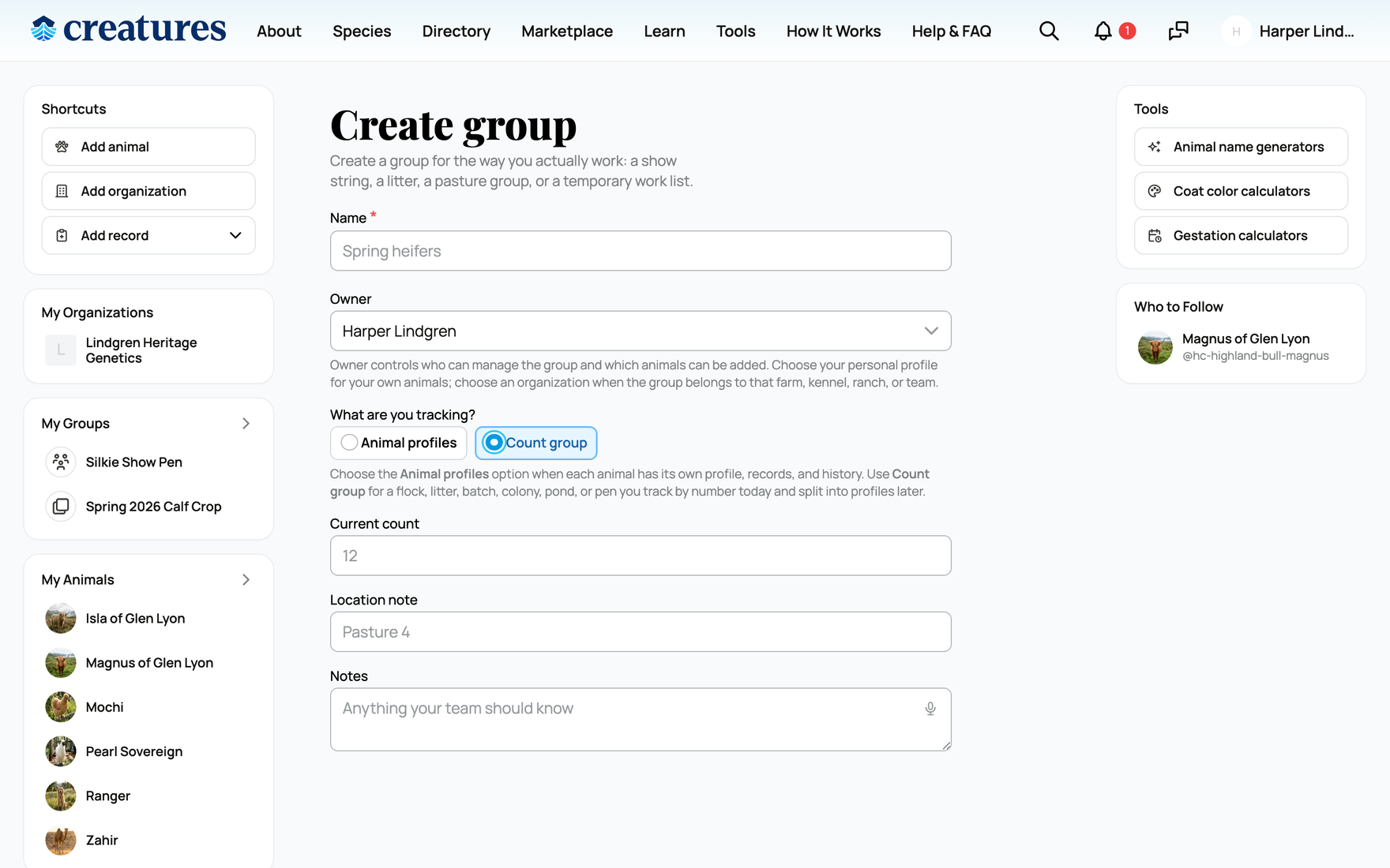 Creating a count group
