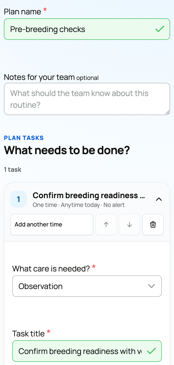 Name the care plan and describe its first task