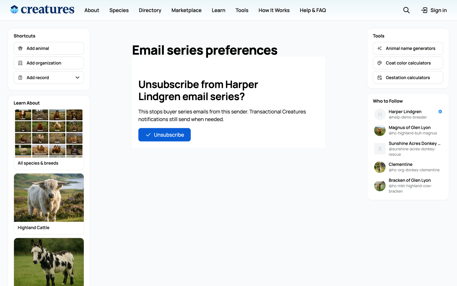 The one-click unsubscribe page