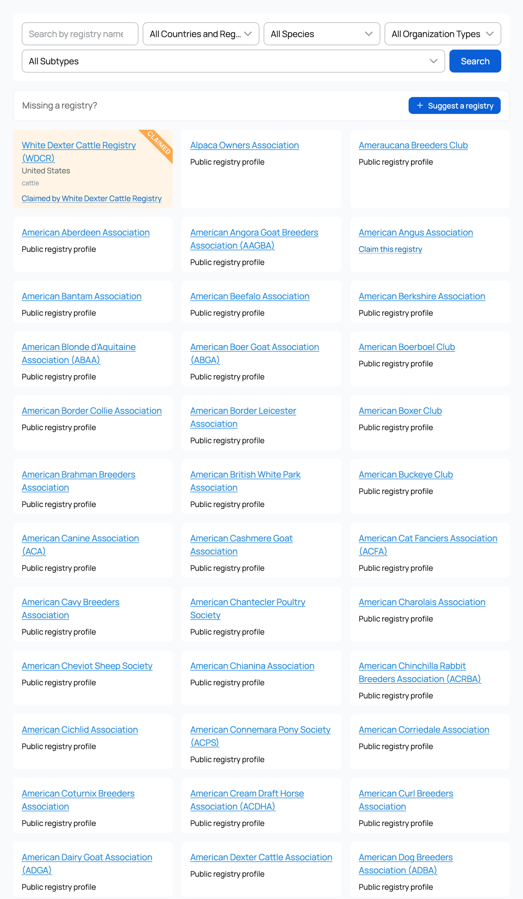 The public registry directory on Creatures