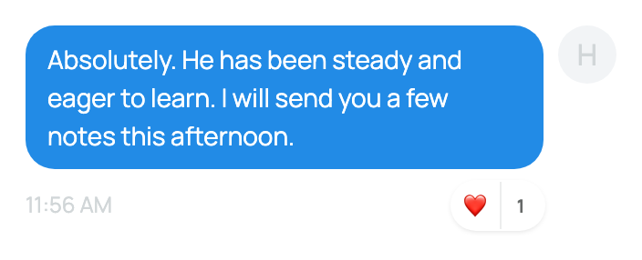 A message with an emoji reaction and its reaction count