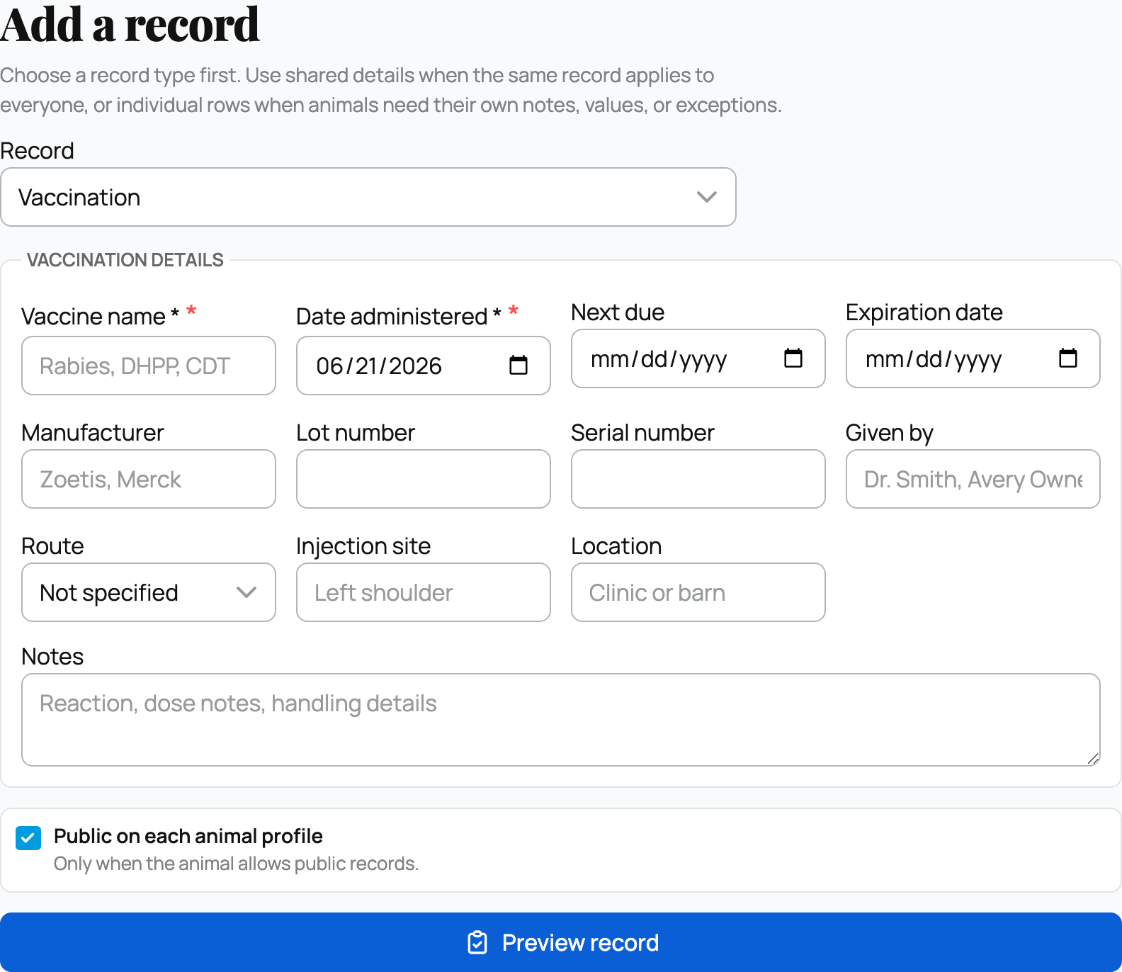 Adding a record to a group