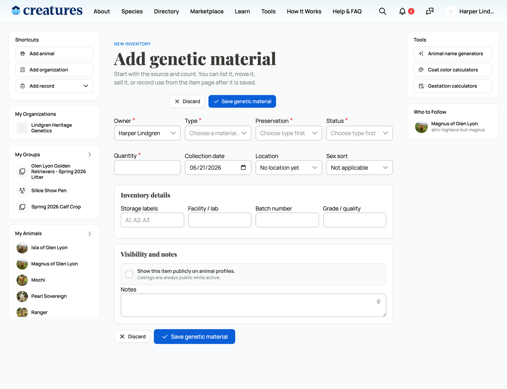 The add genetic material form