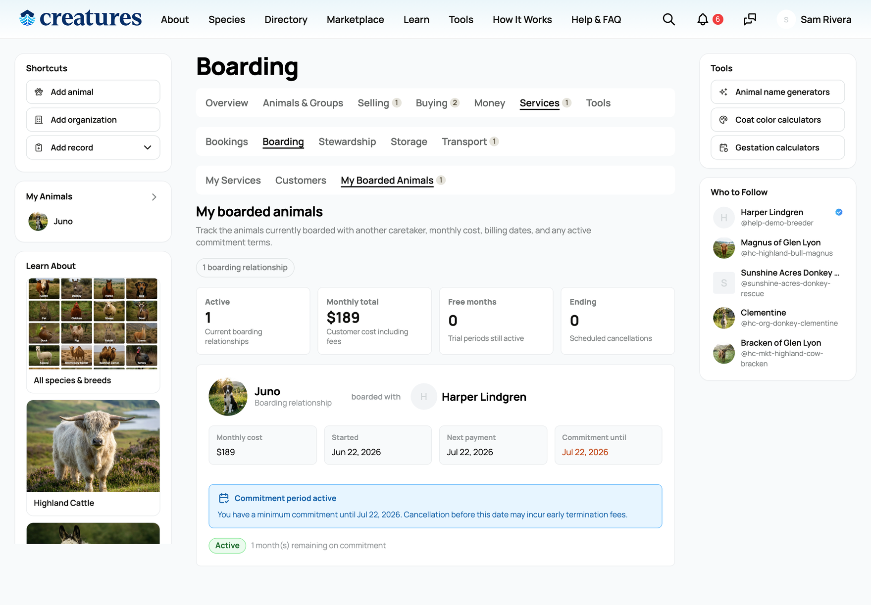 Your boarding subscriptions