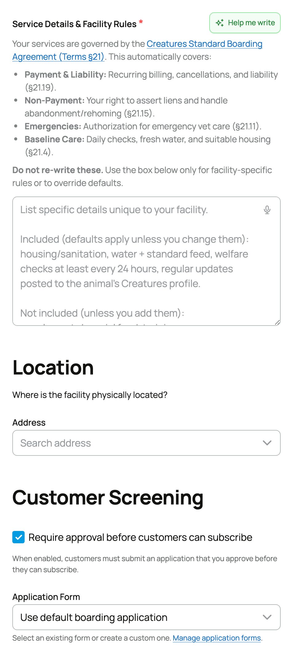 Creating a boarding service
