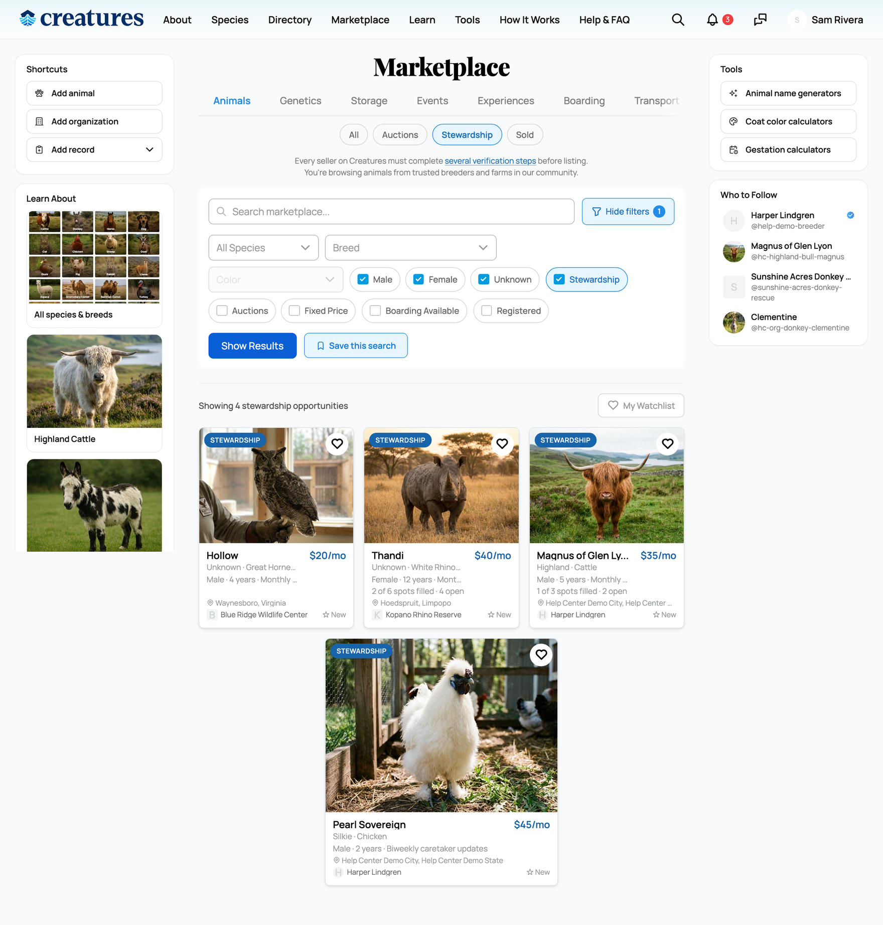 Browsing animals open for stewardship