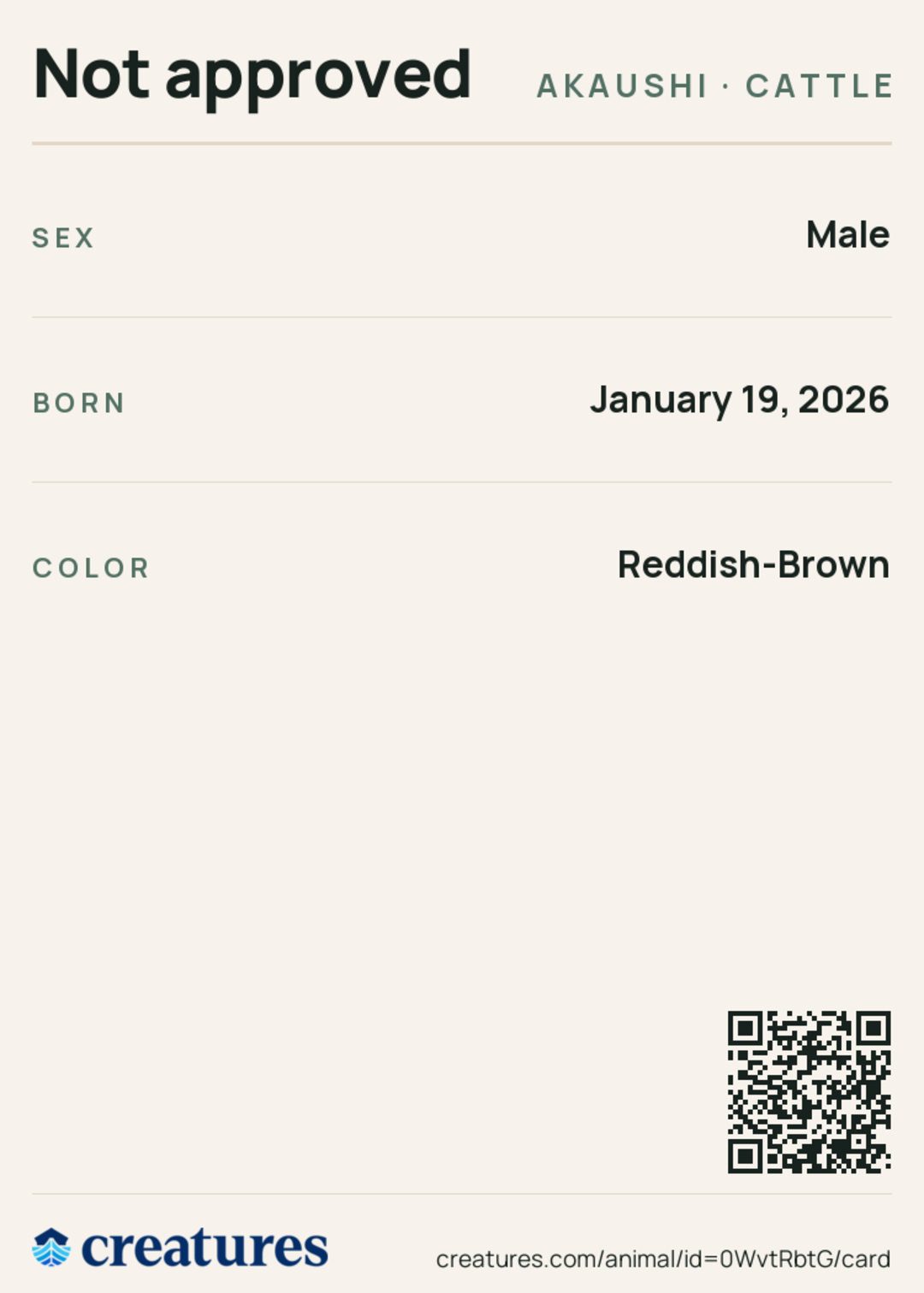 Not approved Creature Card back