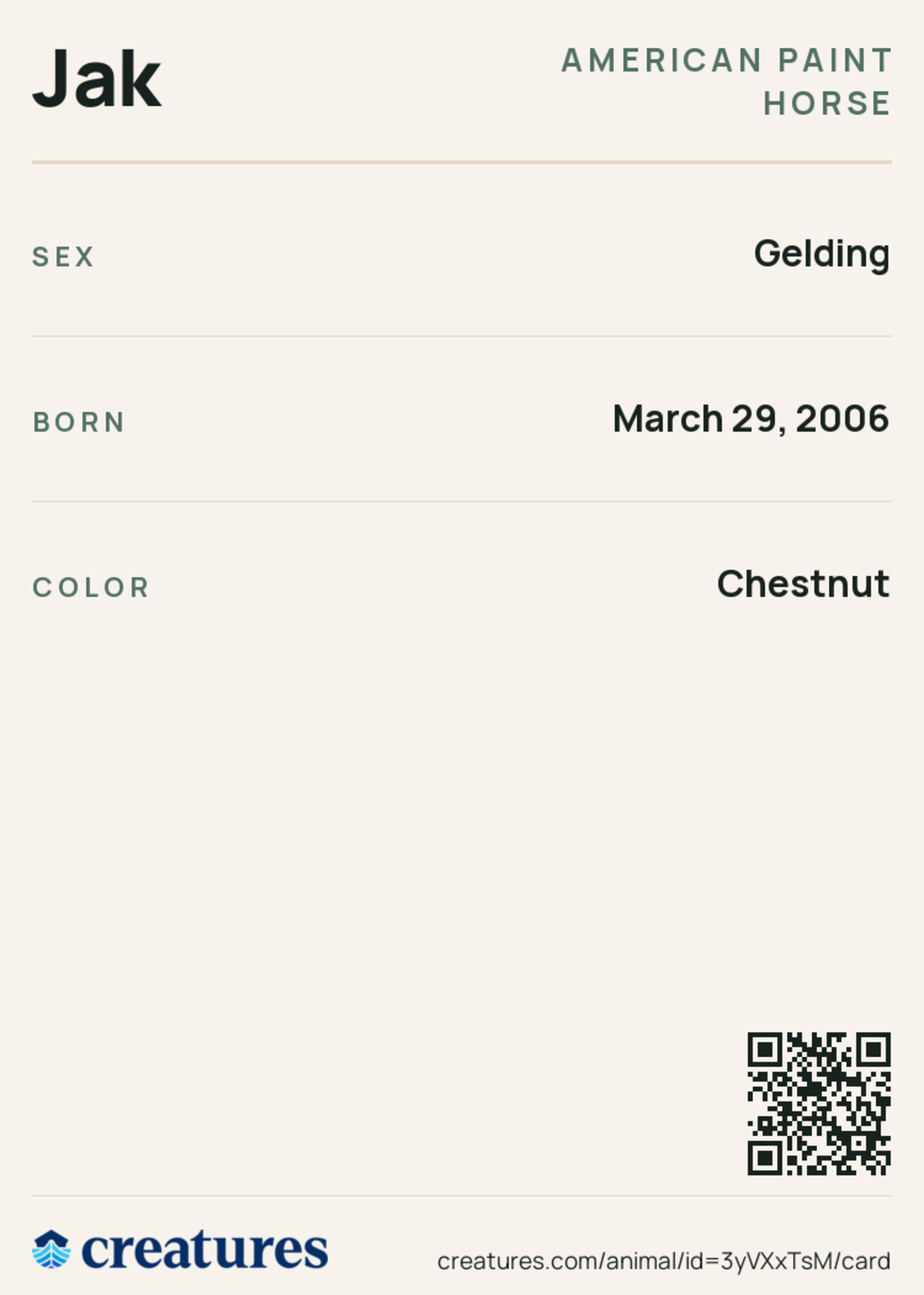 Jak Creature Card back