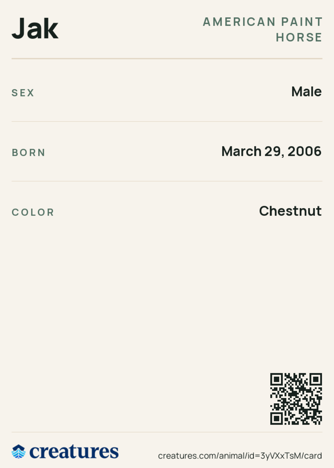 Jak Creature Card back