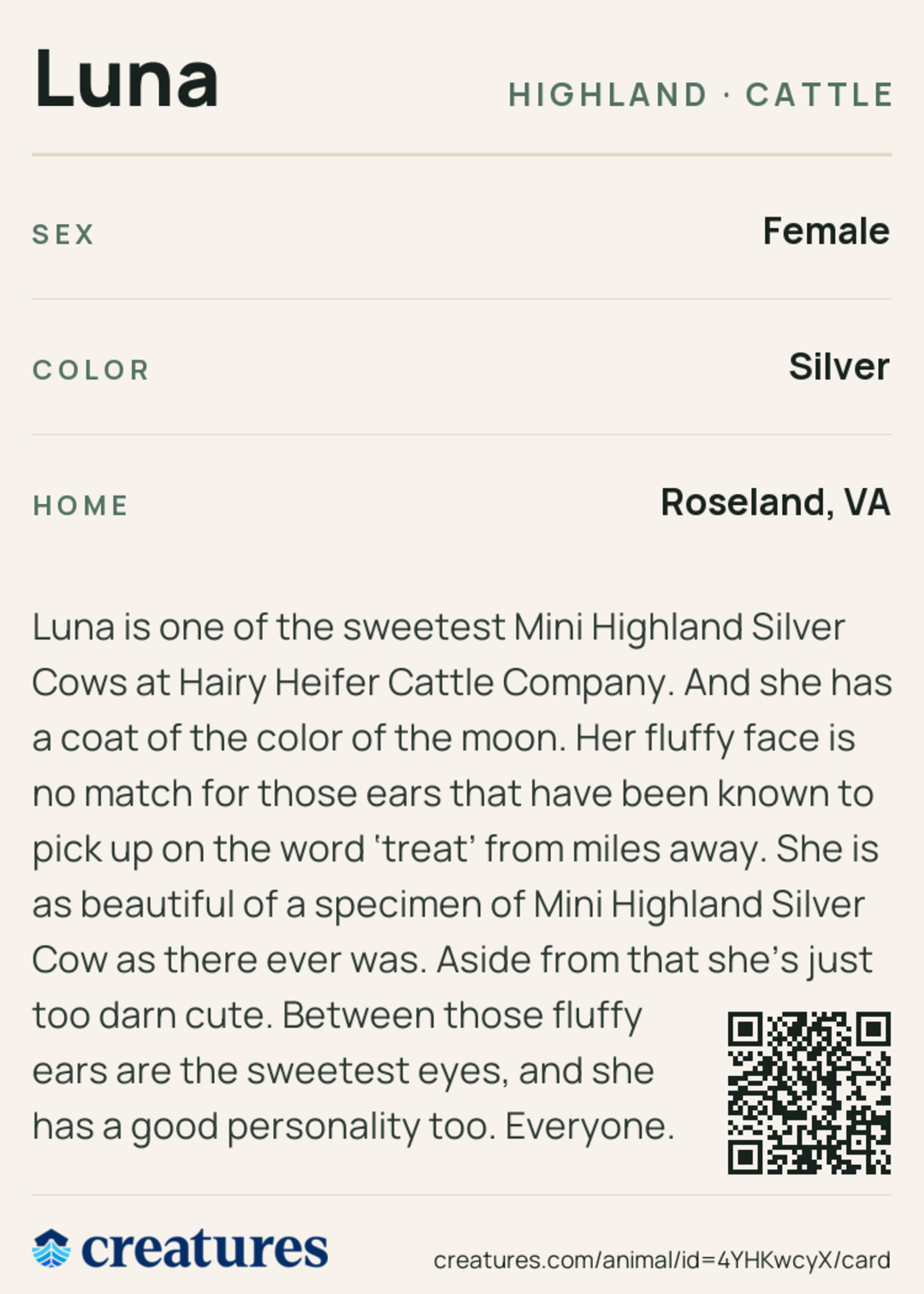 Luna Creature Card back