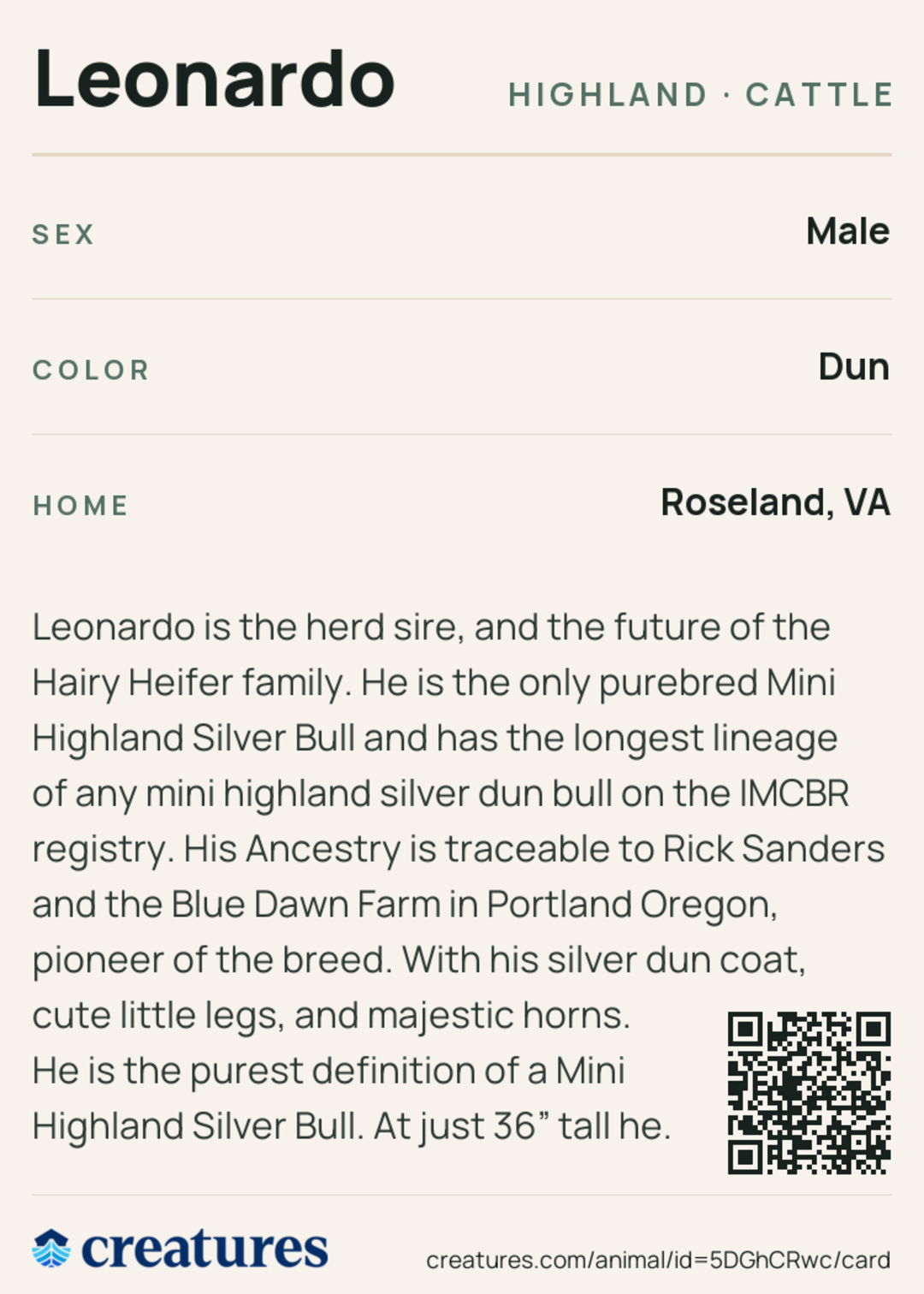 Leonardo Creature Card back