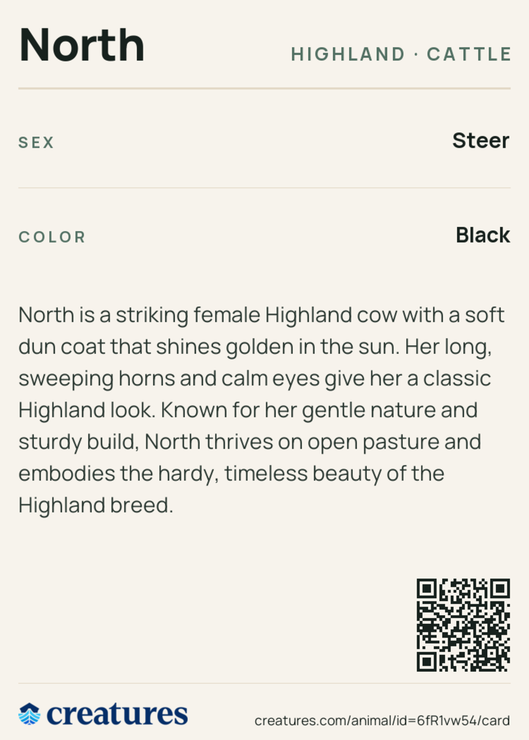 North Creature Card back