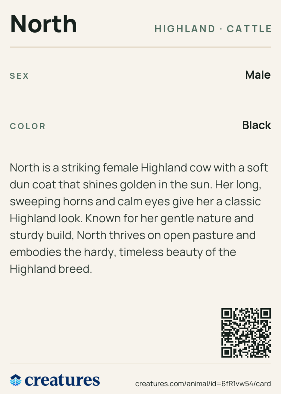 North Creature Card back