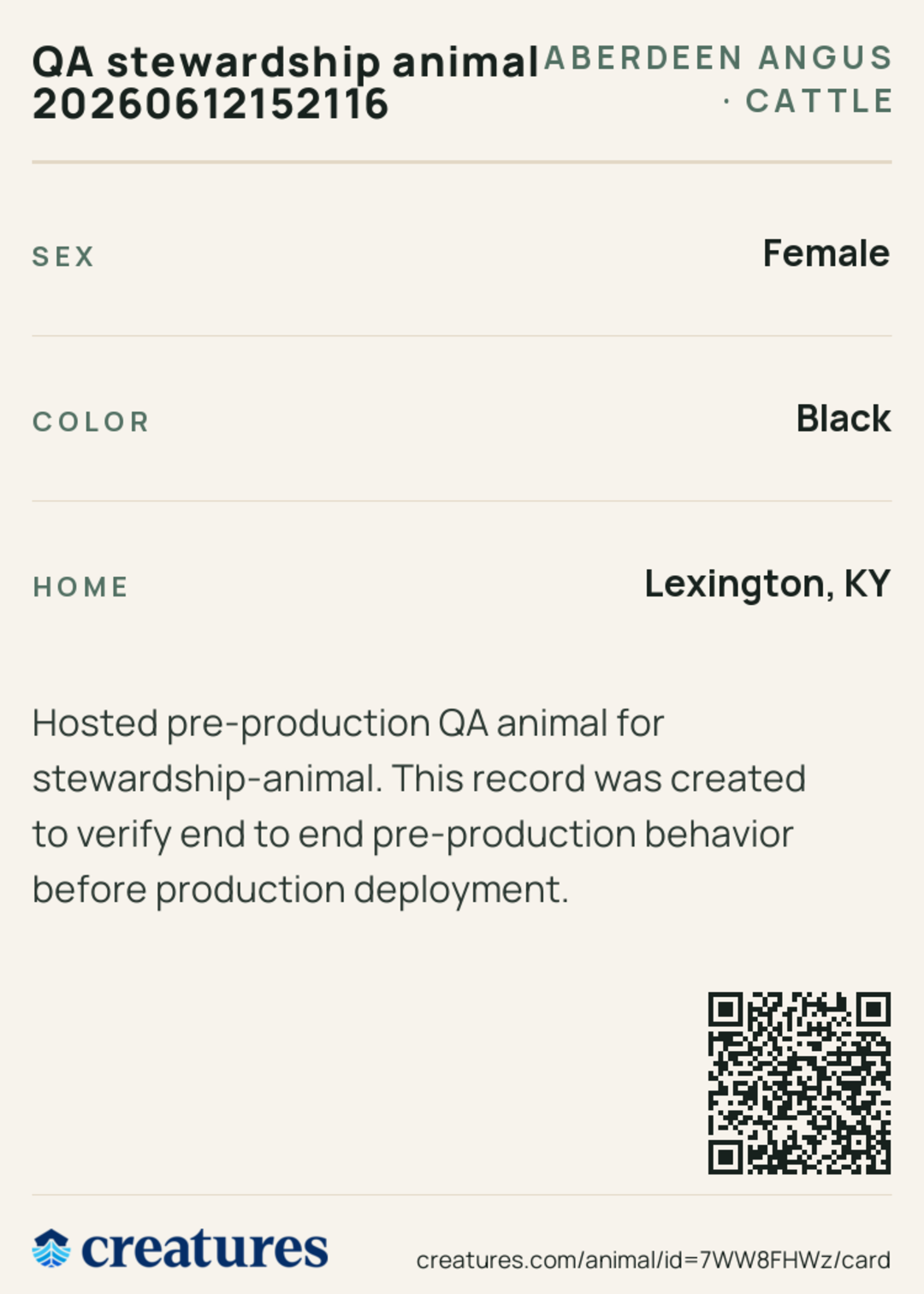 QA stewardship animal 20260612152116 Creature Card back