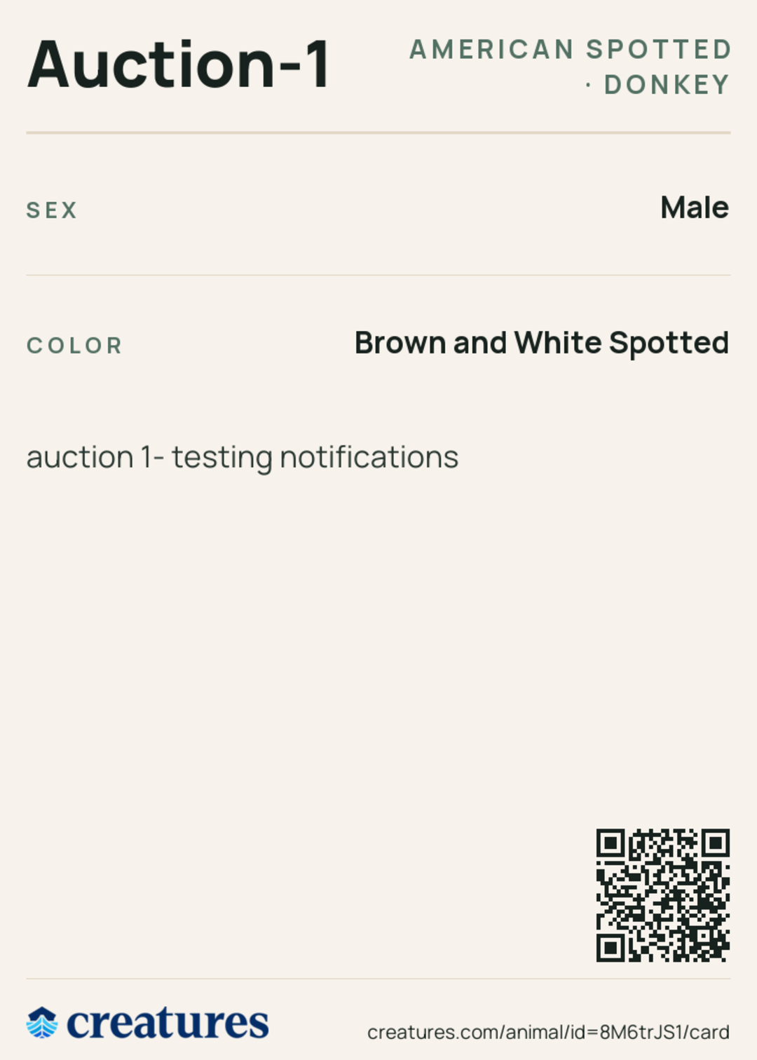 Auction-1 Creature Card back