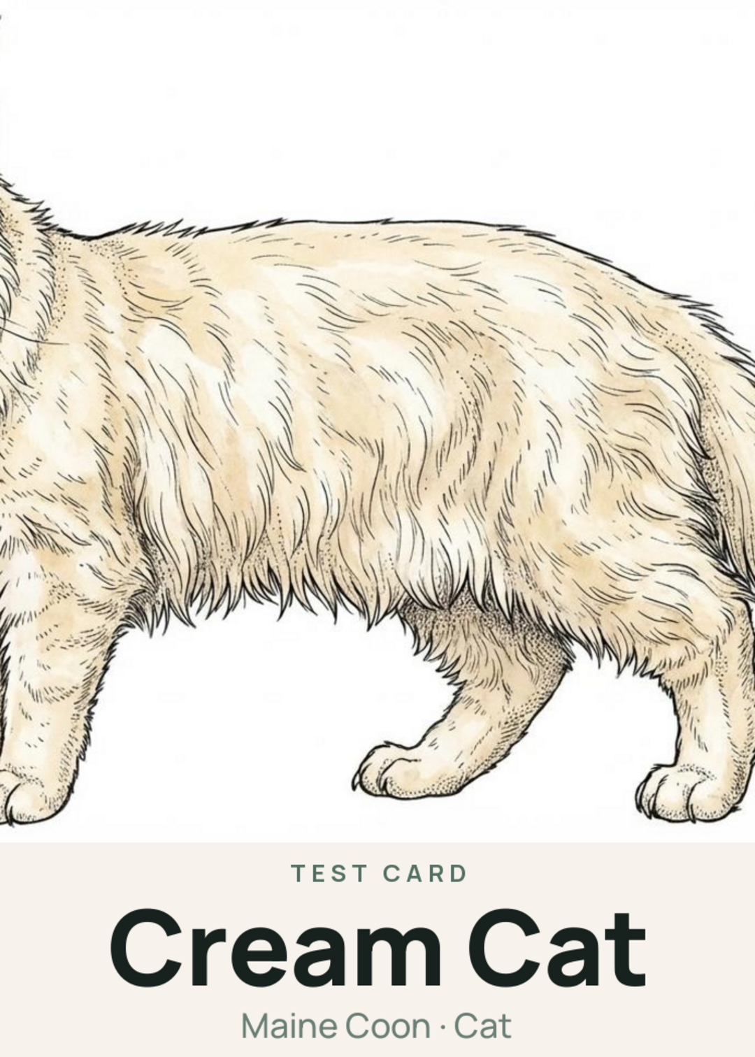 Cream Cat Creature Card
