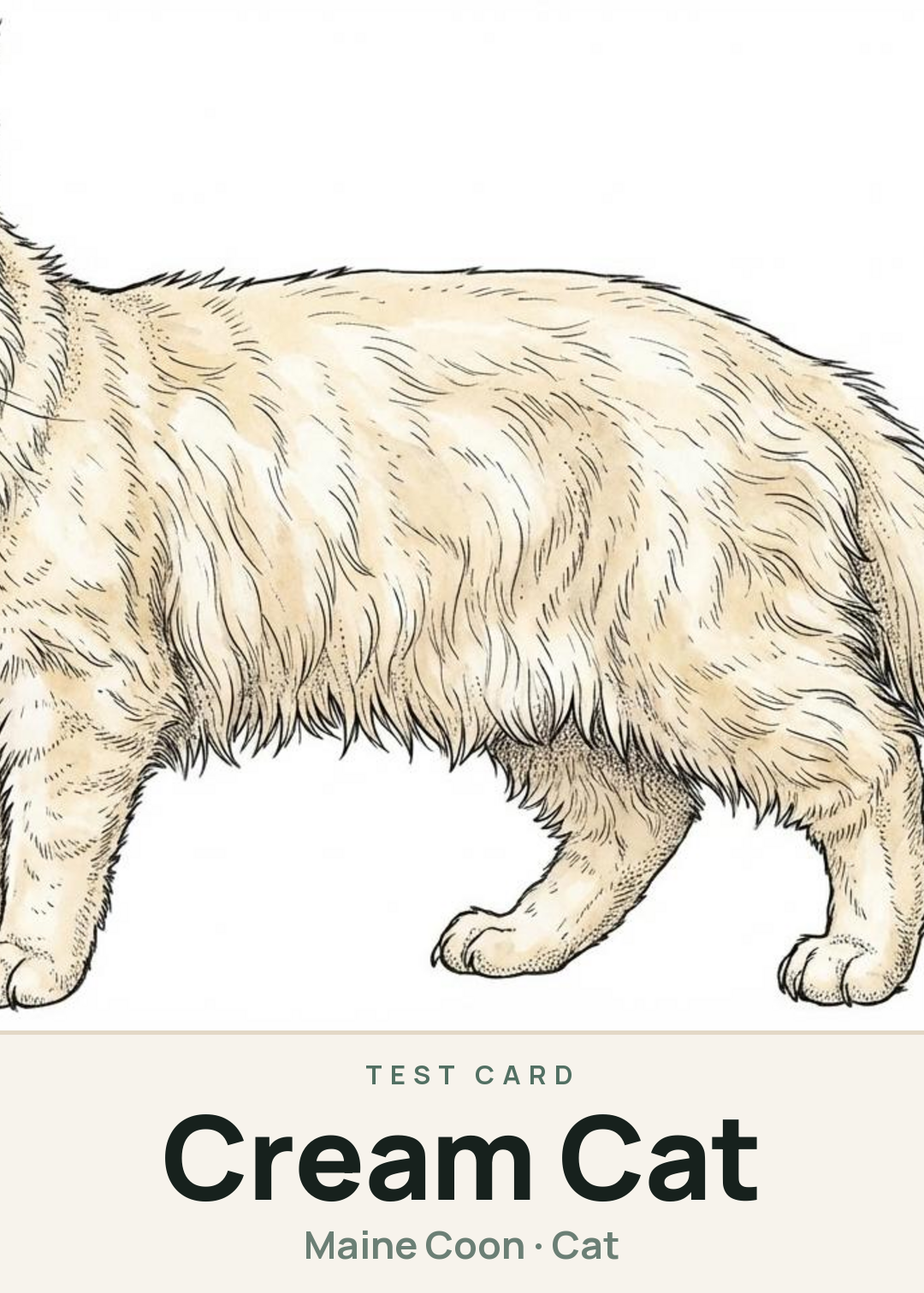 Cream Cat Creature Card