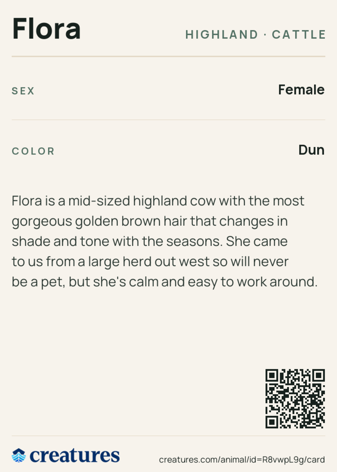 Flora Creature Card back