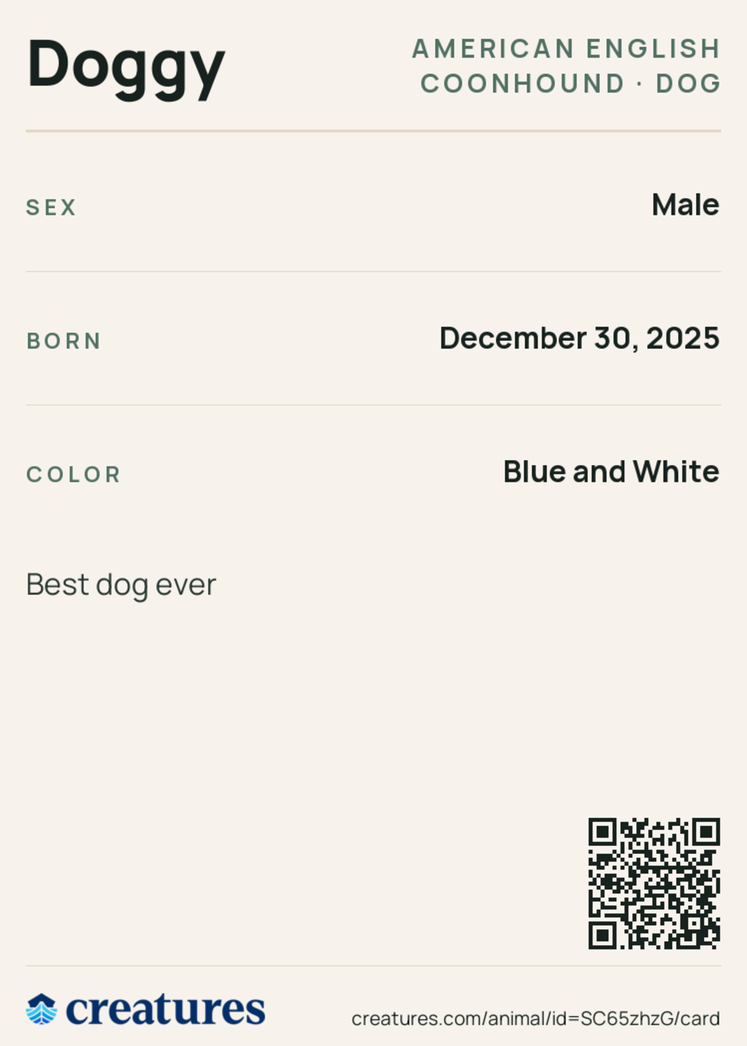 Doggy Creature Card back