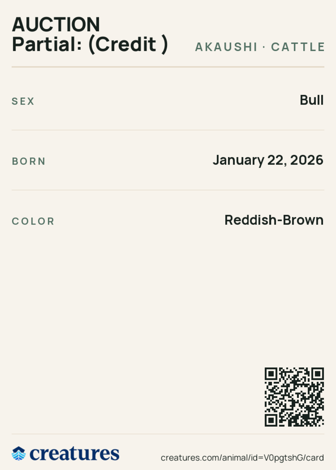 AUCTION Partial: (Credit ) Creature Card back