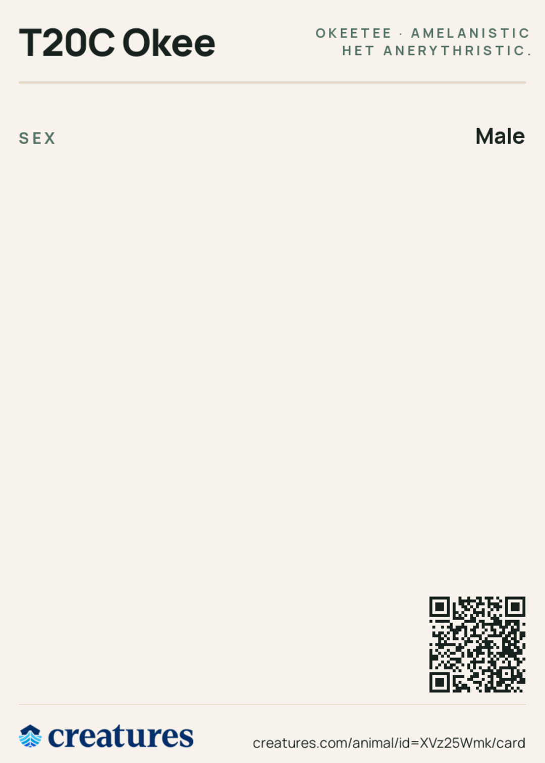 T20C Okee Creature Card back