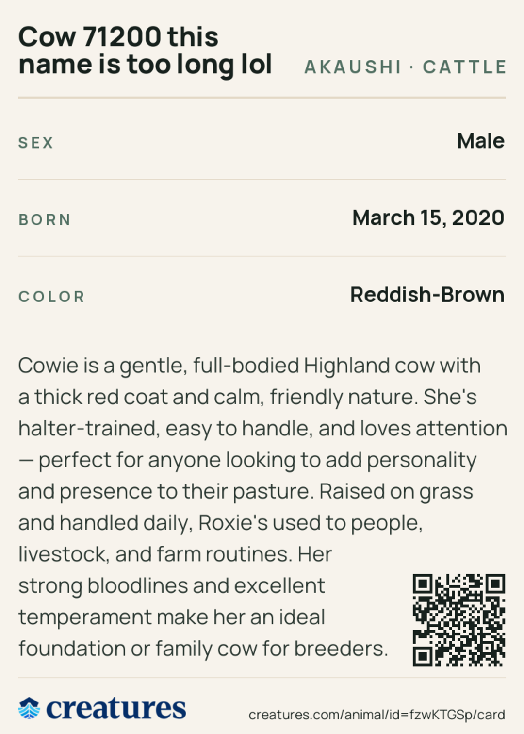 Cow 71200 this name is too long lol Creature Card back