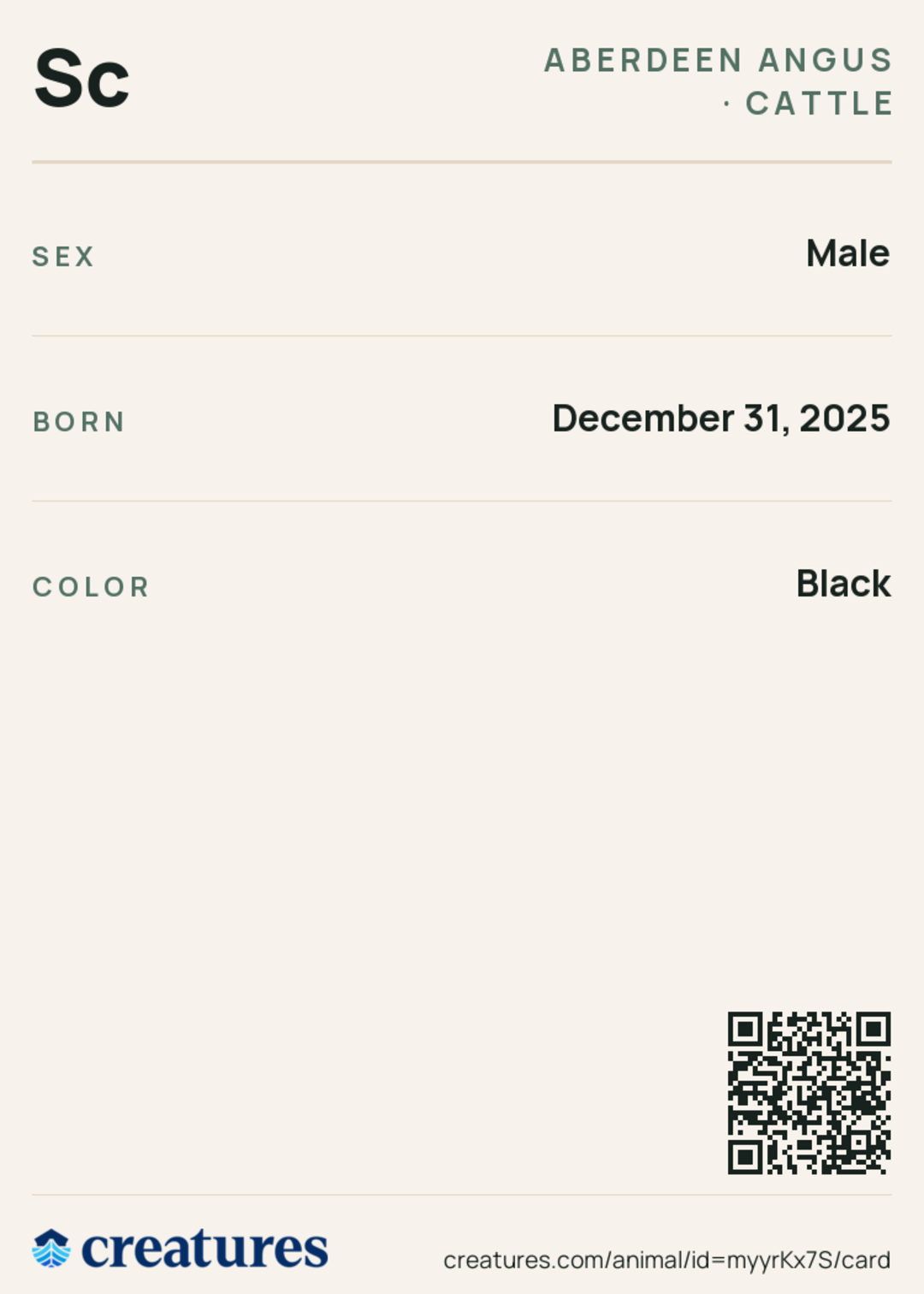 Sc Creature Card back