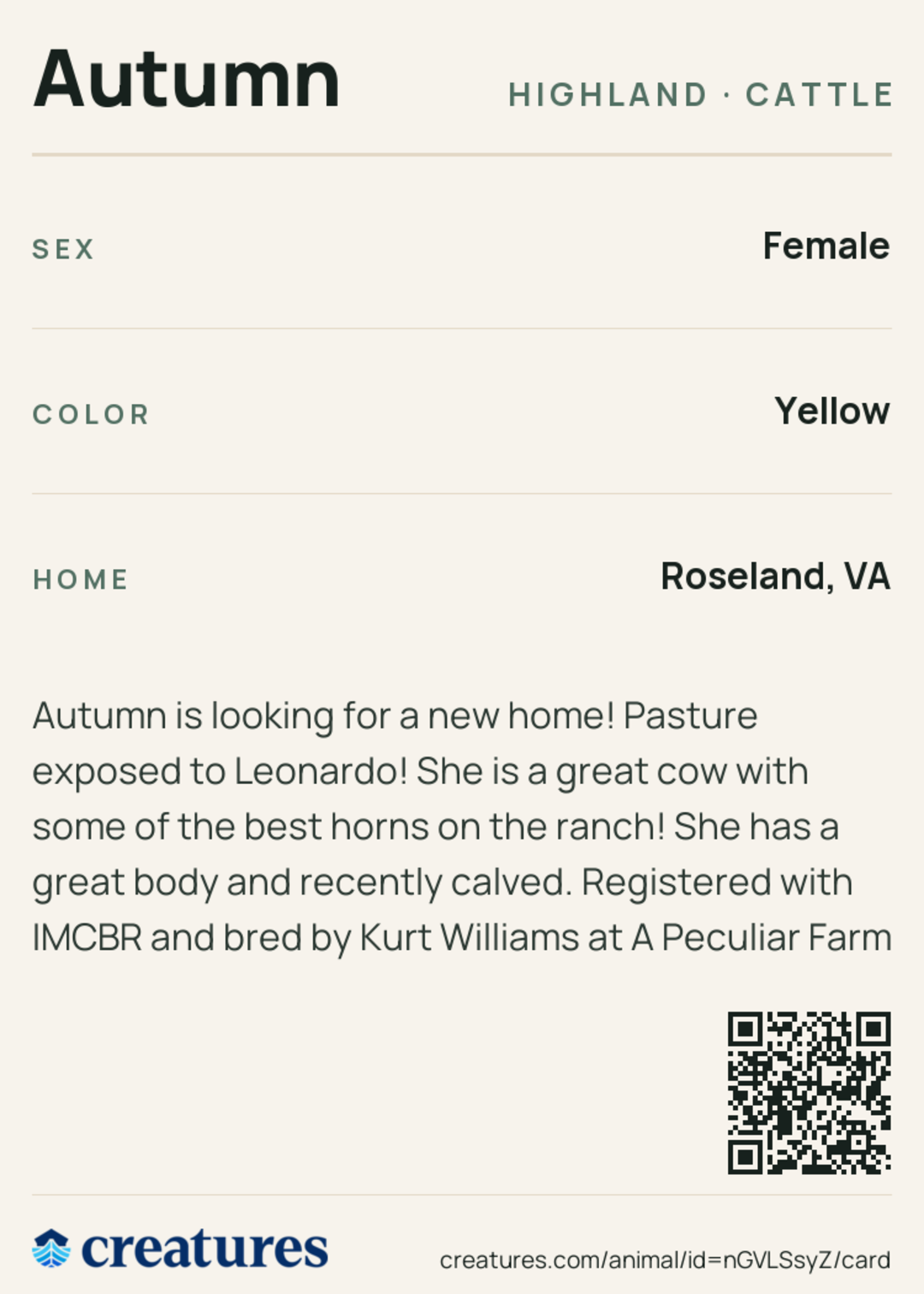 Autumn Creature Card back