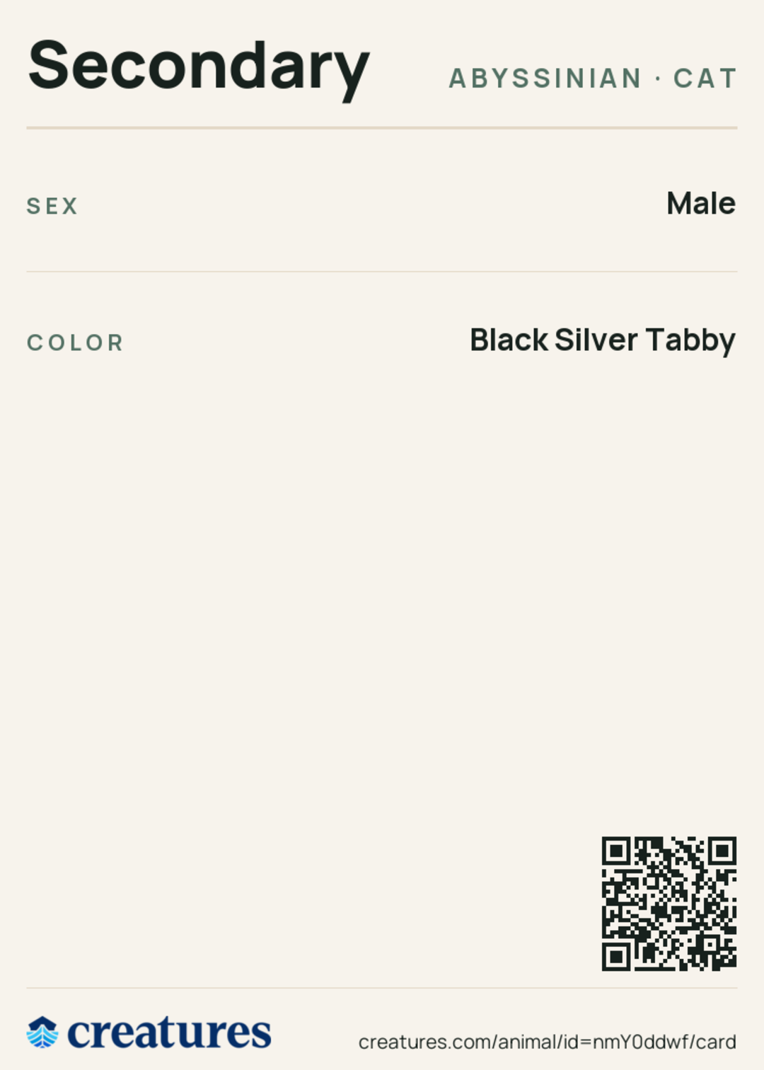 Secondary Creature Card back