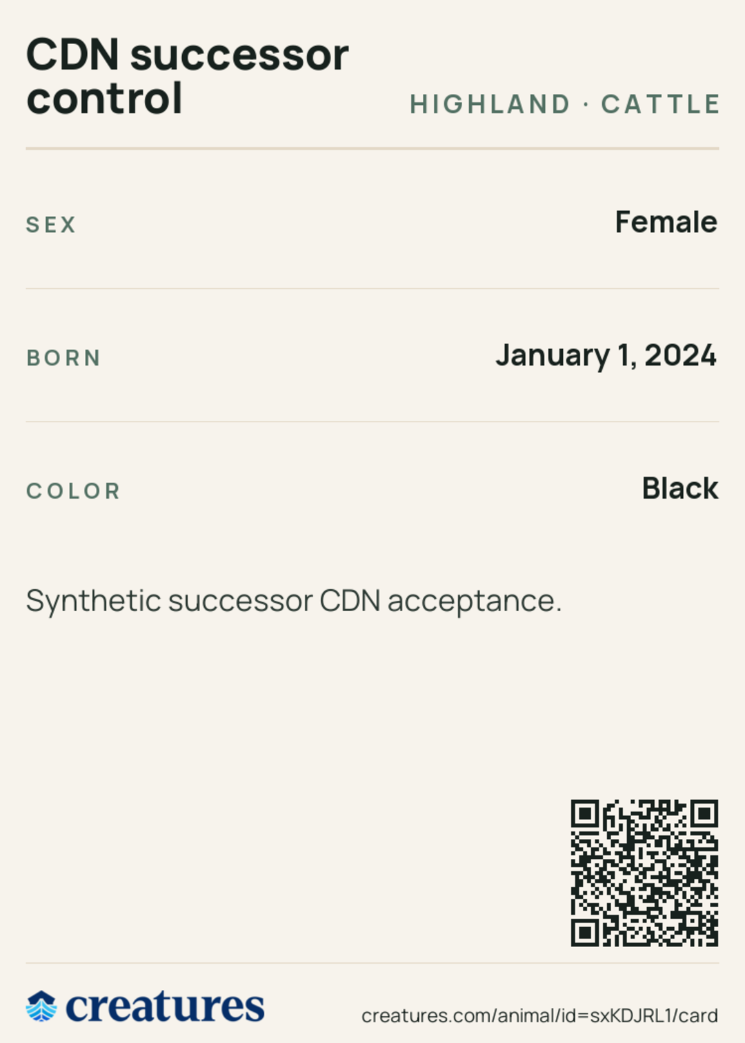 CDN successor control Creature Card back