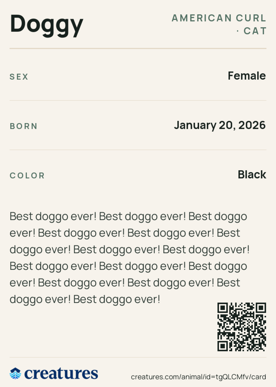 Doggy Creature Card back